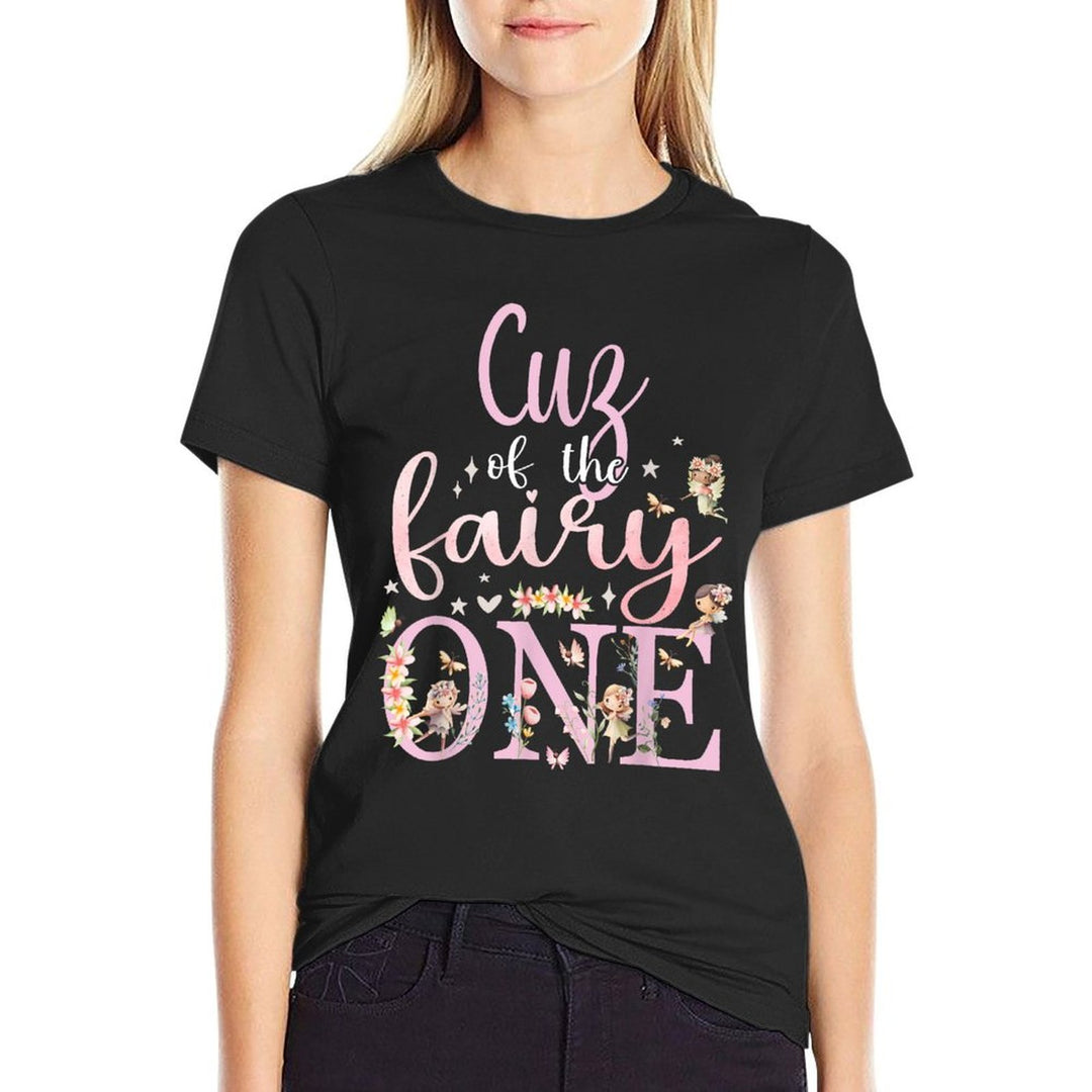Cuz of The Fairy One Cousin 1st Birthday Party Family  Heathered Texture T-Shirt