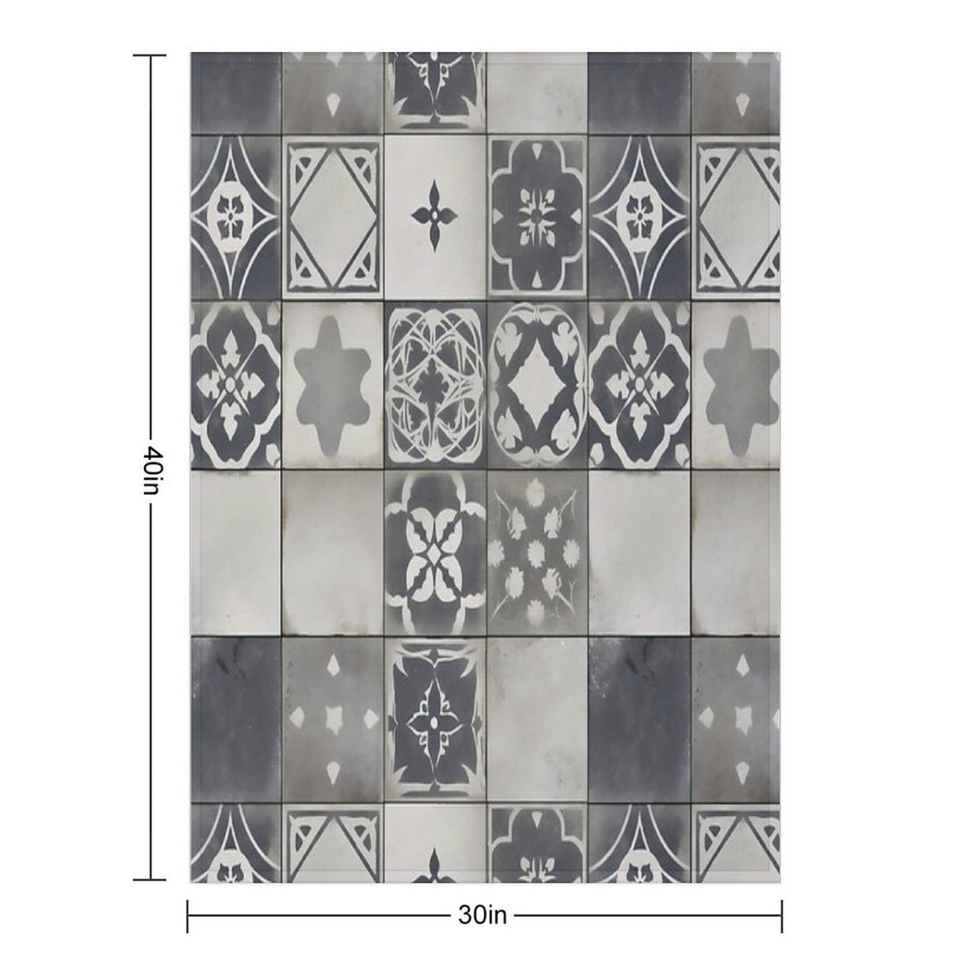 Vintage Geometric Tile Pattern Design Premium Throw Blanket