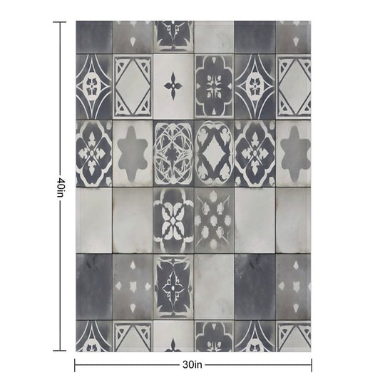 Vintage Geometric Tile Pattern Design Premium Throw Blanket