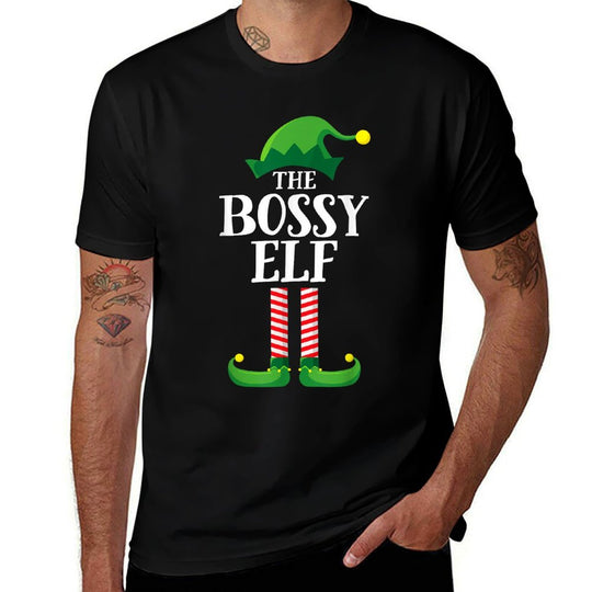 Bossy Elf Matching Family Group Christmas Party Pyjamas  Durable T-Shirt