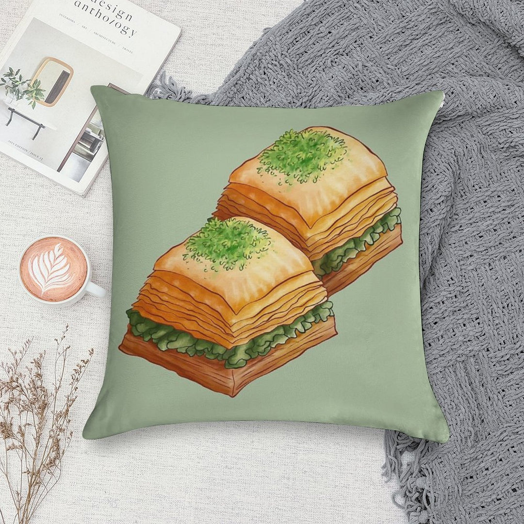 Pistachio Baklava Soft Luxury Feel Throw Pillow