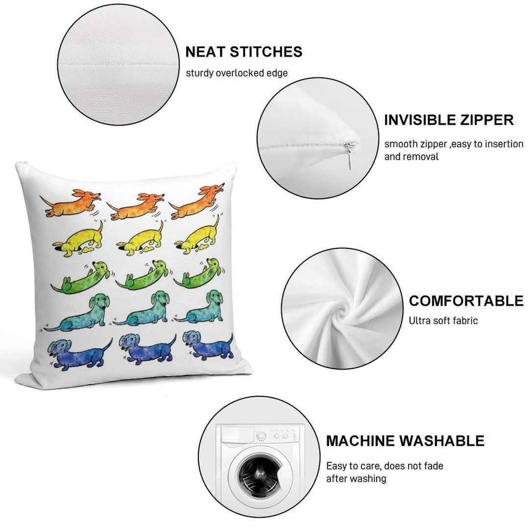 Watercolor Dachshunds Soft Anti-Pilling Throw Pillow