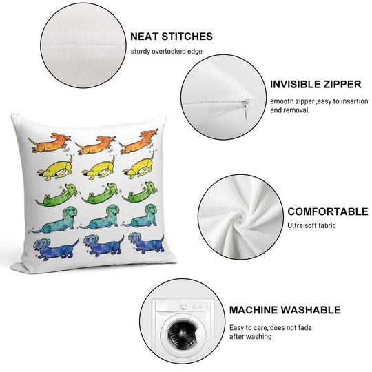 Watercolor Dachshunds Soft Anti-Pilling Throw Pillow
