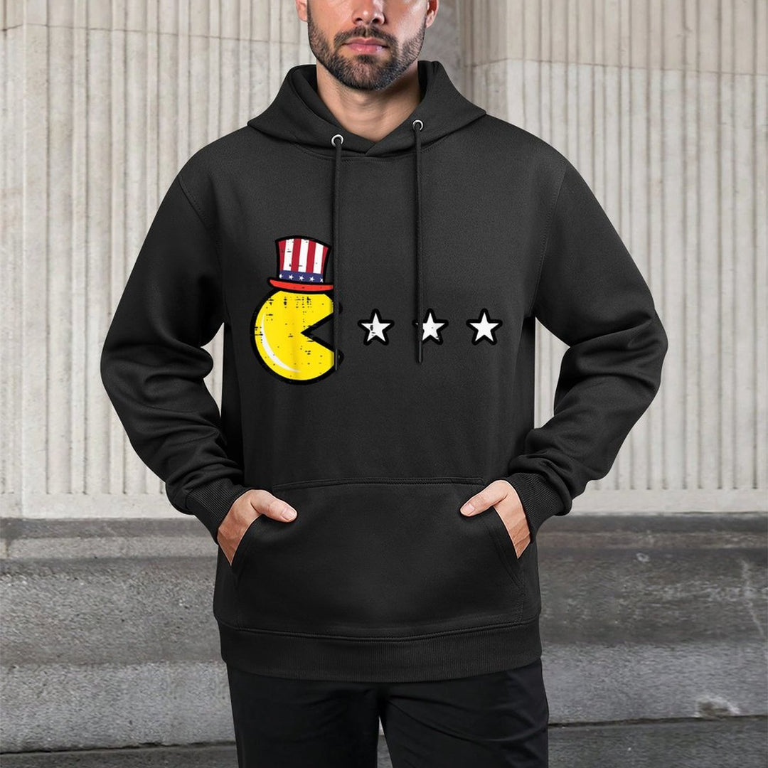 4th July Video Game Eating Stars Retro Gamer Boys Kids Men Colorfast Hoodie