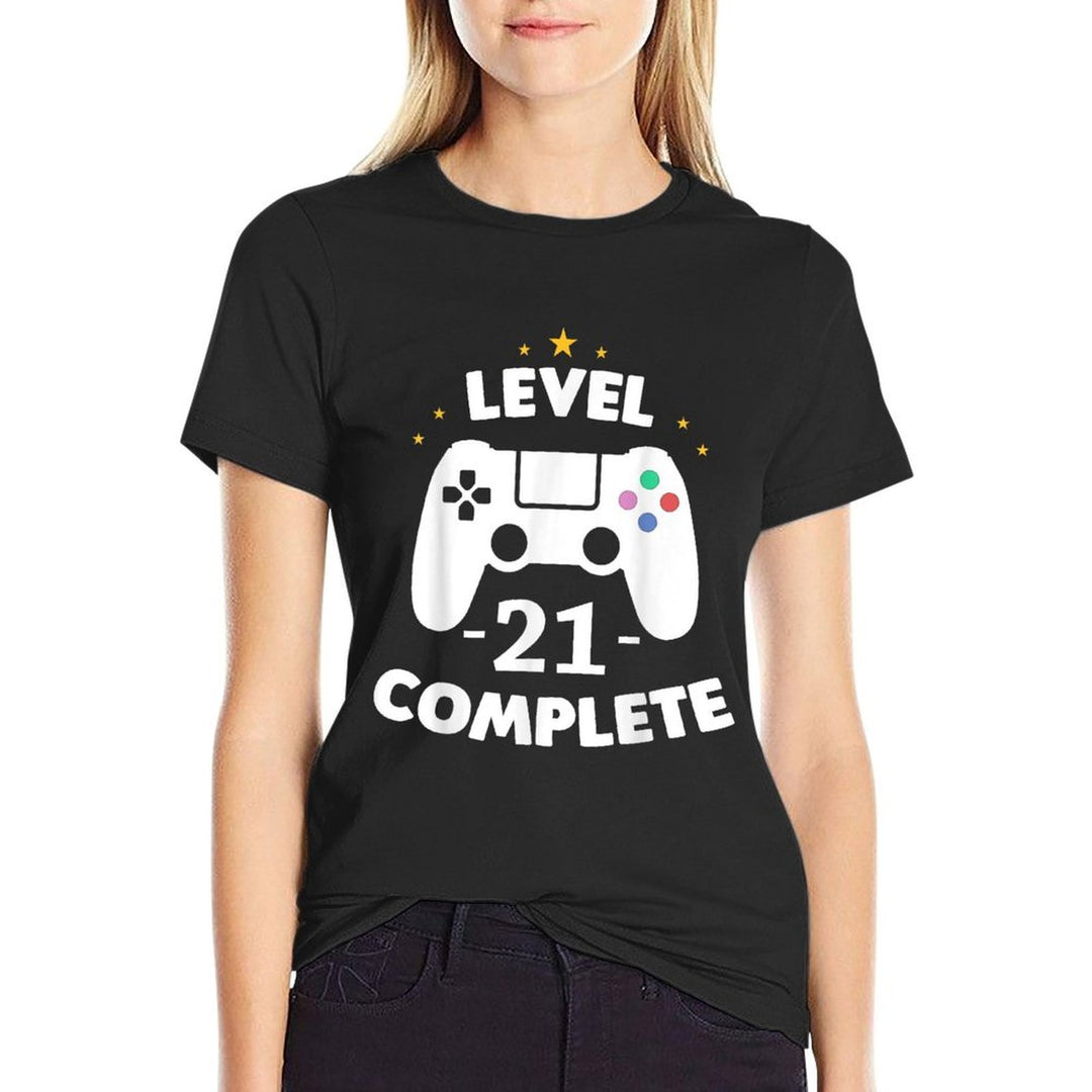 Level 21 Complete Gamer Twenty First Birthday Party  Summer-ready Fabric T-Shirt