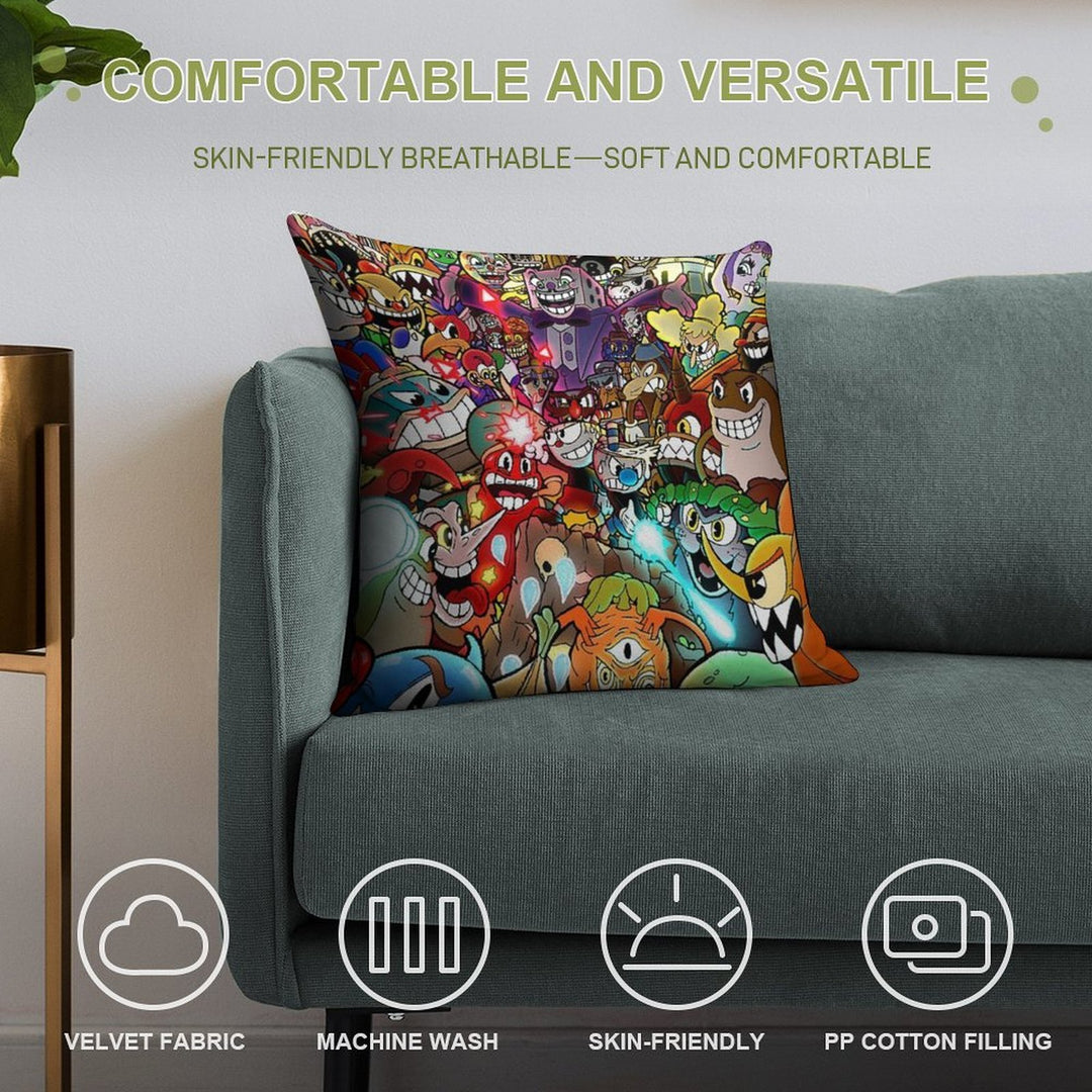 Cuphead Poster + Color Soft Style Accent Throw Pillow