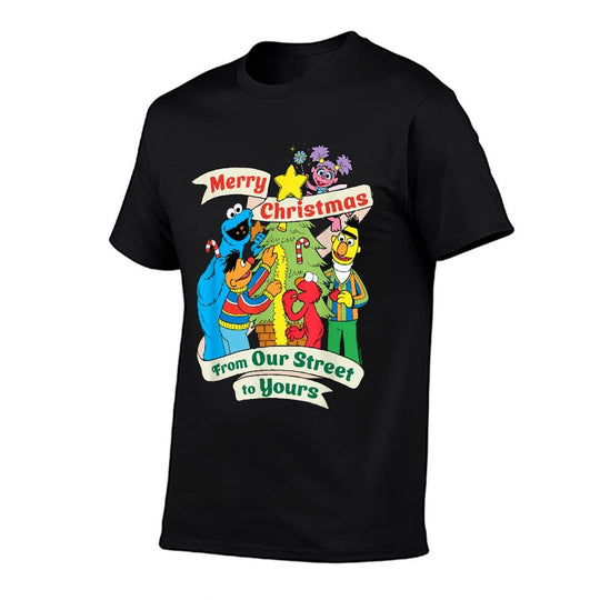Sesame Street Vintage Merry Christmas  Summer-ready Fabric T-Shirt