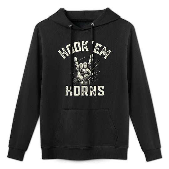 Hook'em Horns Orange Premium Distressed Vintage Layering Staple Hoodie