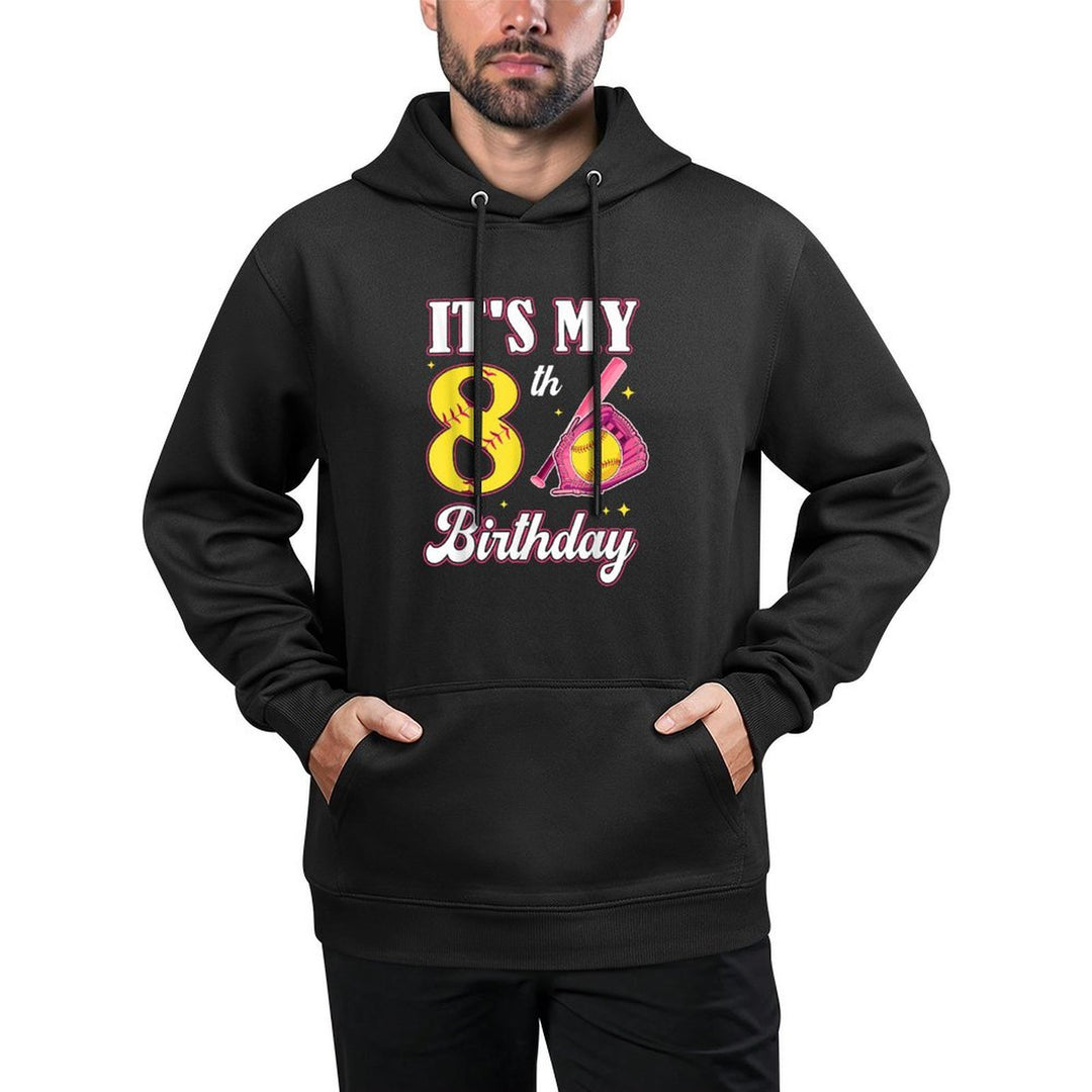 Its My 8th Birthday Softball Girl 8 Year Old Party Layering Staple Hoodie