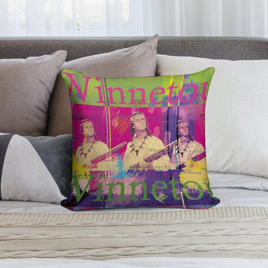 Winnetou Portrait, Famous Karl May Character, Indian Chief of The Apaches Soft Hidden Zipper Throw Pillow