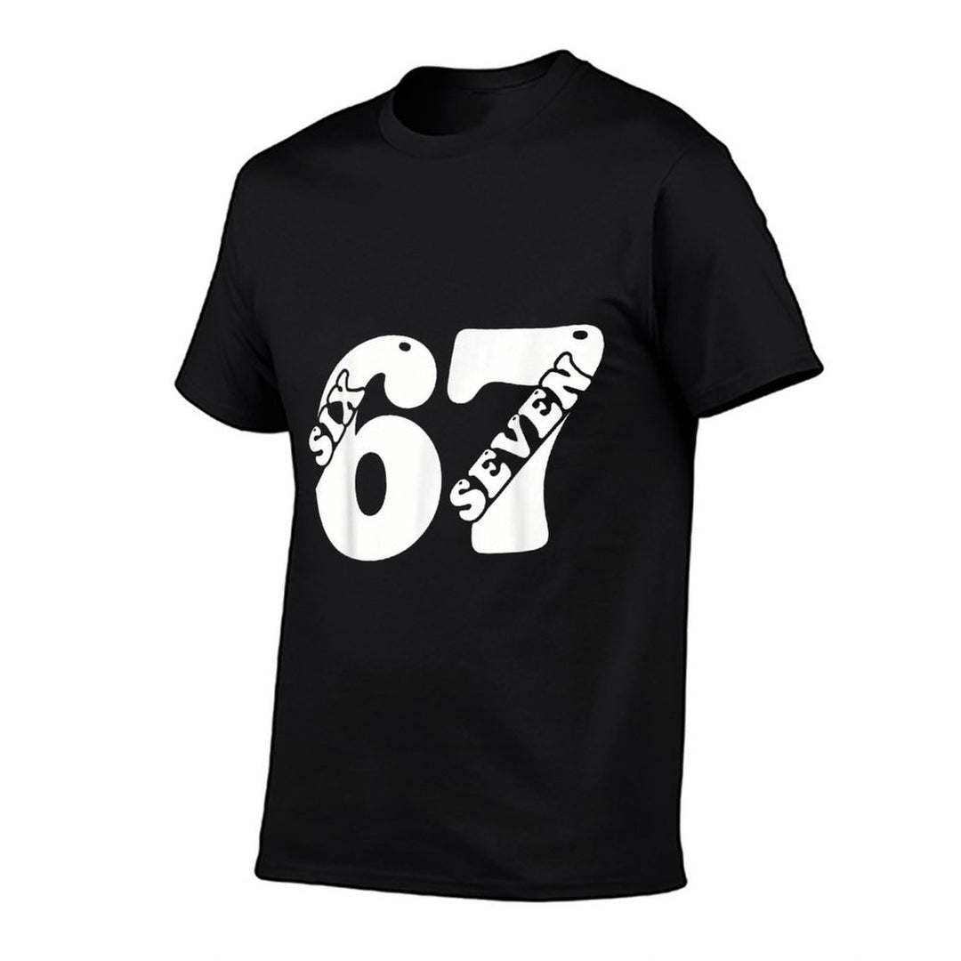 Fun Six Seven 6 7 Meme Design Groovy  Cotton T-Shirt