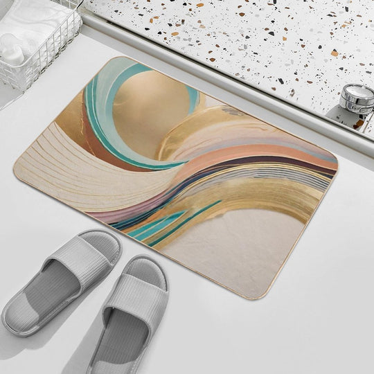 Abstract Curved Lines of Golden Colors  Anti-Trip Bath Mat