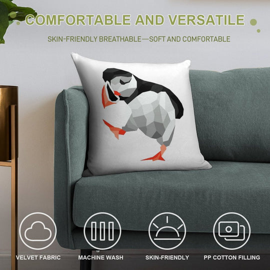 Shubie Dancing Puffin Soft Washable Throw Pillow