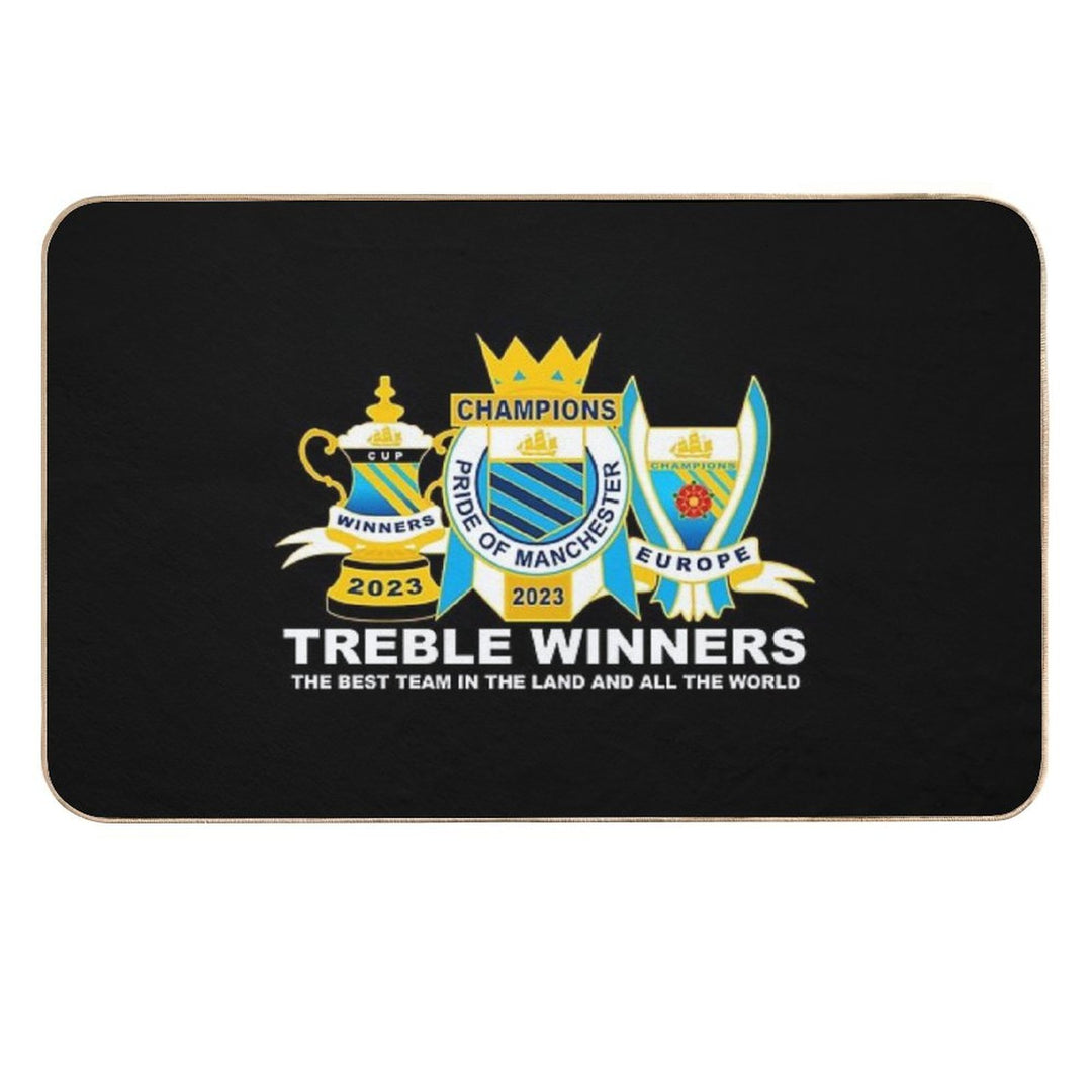 TREBLE Manchester City Trophies 2023 Champions Winners Europe England Cup Durable Bath Mat