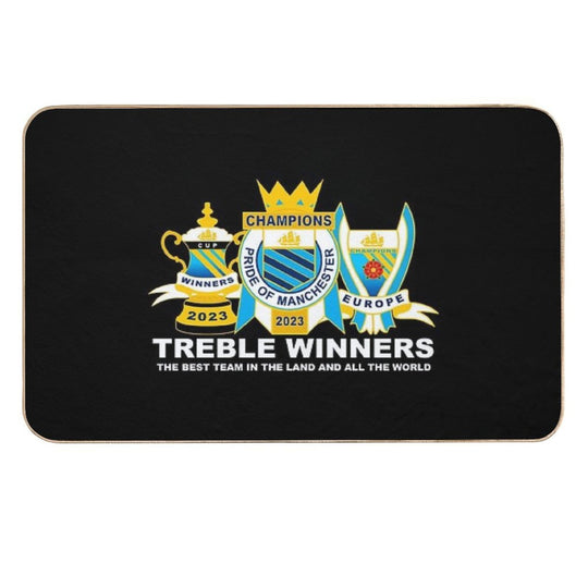 TREBLE Manchester City Trophies 2023 Champions Winners Europe England Cup Durable Bath Mat