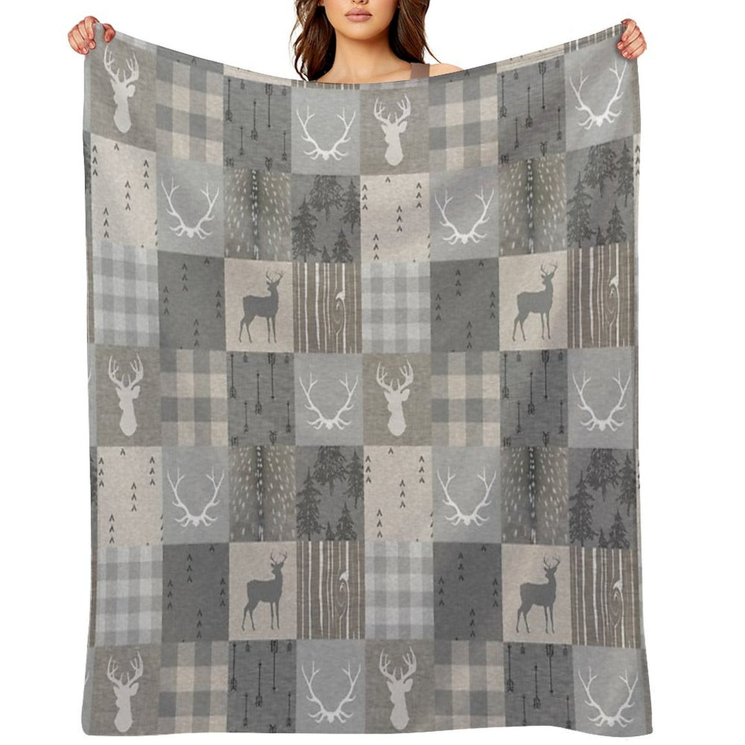 Rustic Woodland Patchwork - Grey And Beige All-season Throw Blanket