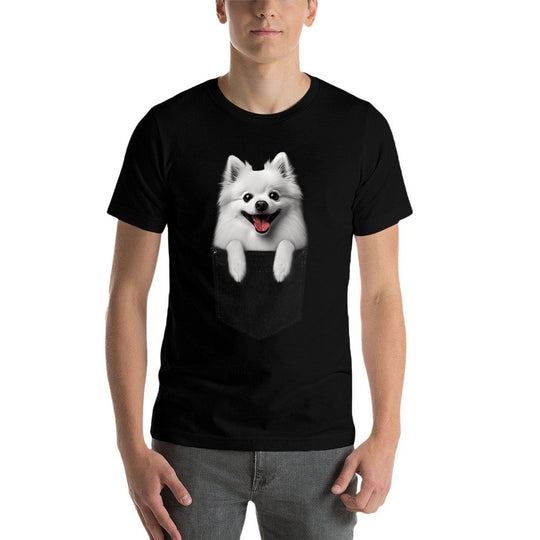 Pocket American Eskimo Dog Cute Dog Lover Owner Gift for Men Women Kids  Heathered Texture T-Shirt