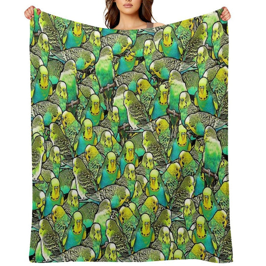Budgie Pattern Travel-friendly Throw Blanket