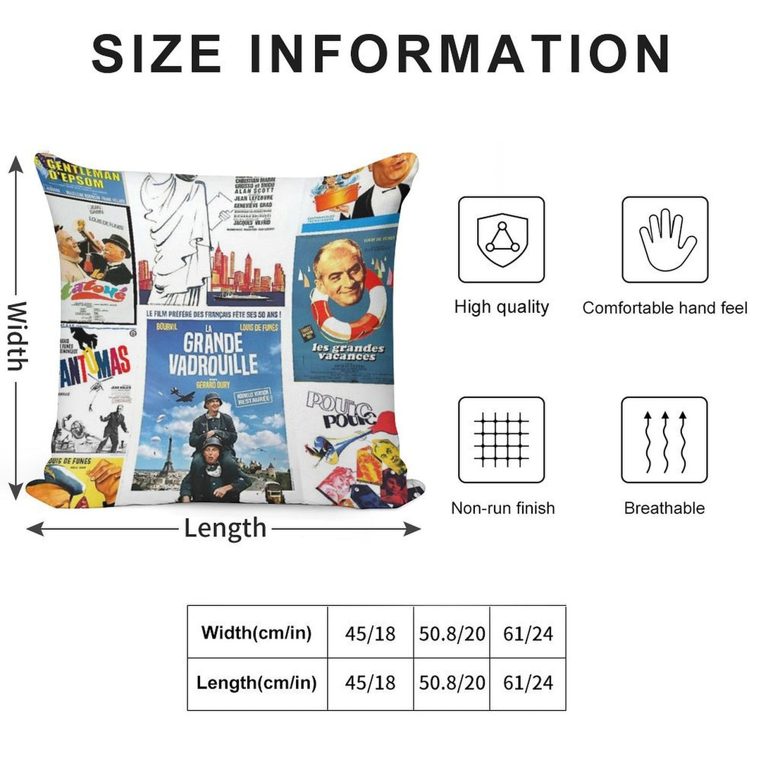 Louis De Funes Movie Poster Compilation Soft Style Accent Throw Pillow