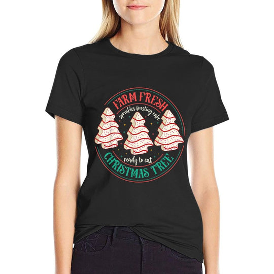 Farm Fresh Christmas Tree Cakes Unisex-Kids Black Christmas Tree Holiday  Oversized Silhouette T-Shirt