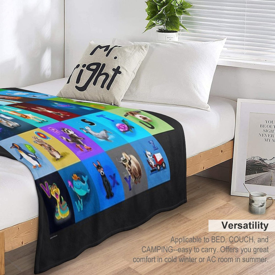 Animal Alphabet Anti-pilling Throw Blanket
