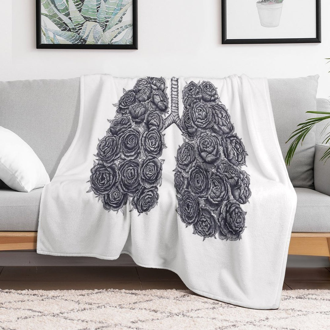 Lungs with Peonies Plush Throw Blanket