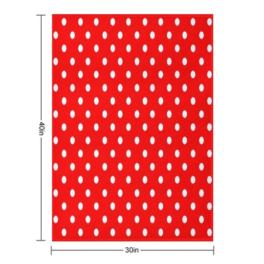 White Dots on Red Sustainable Throw Blanket