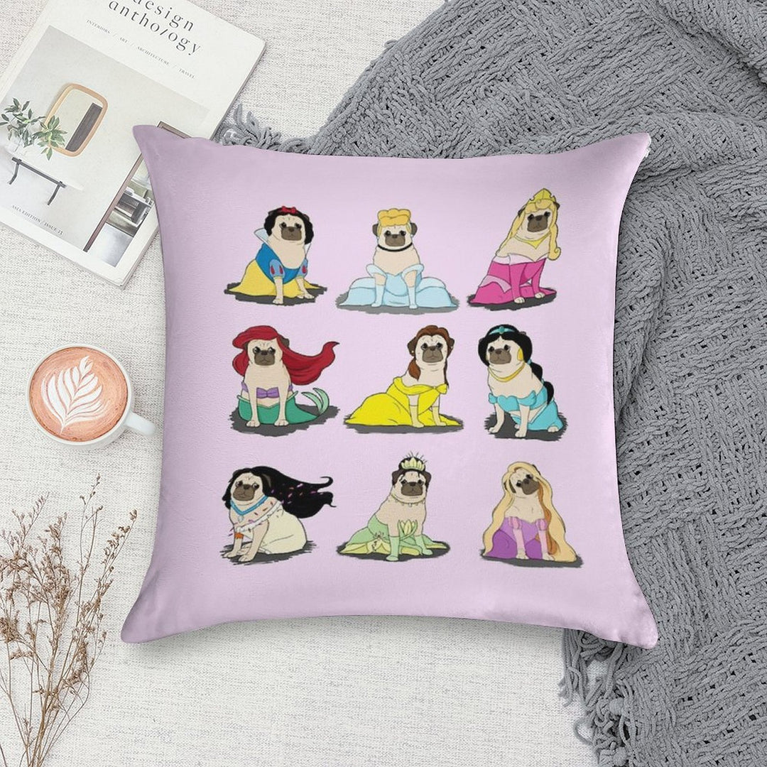 Pug Princesses Version 2 Soft Skin-Friendly Throw Pillow