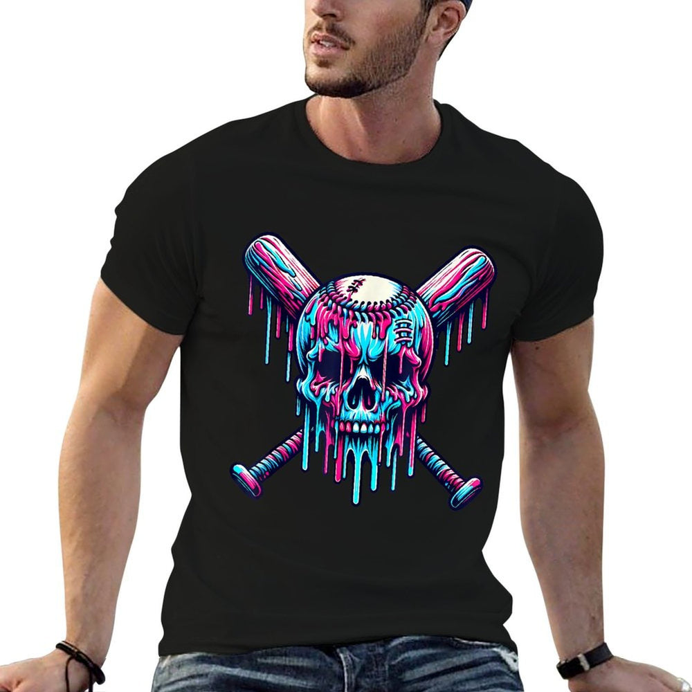 Halloween Baseball Skull Drip Baseball Lifestyle Boy Men  Stretchy T-Shirt