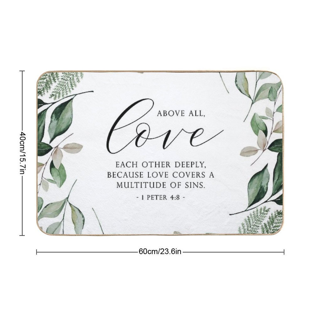 Love Each Other Deeply  Fade-Resistant Bath Mat