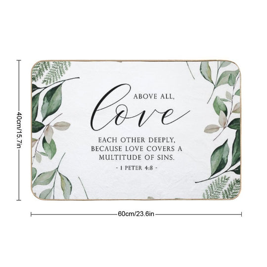 Love Each Other Deeply  Fade-Resistant Bath Mat