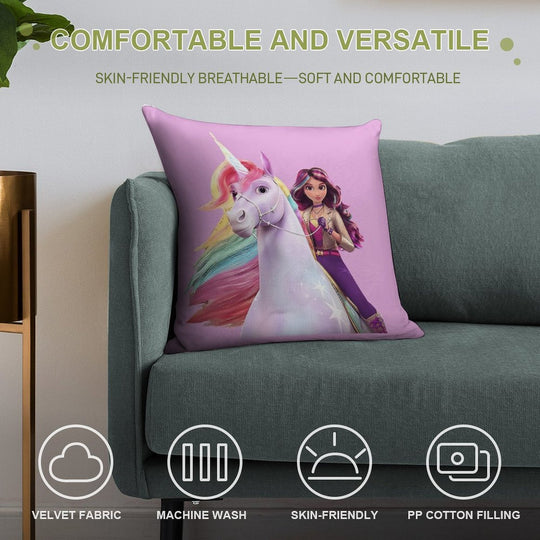 Unicorn Academy Sophia Wildstar Soft Hidden Zipper Throw Pillow