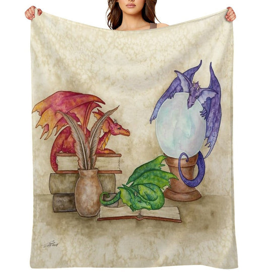 Dragons In The Library Machine-washable Throw Blanket