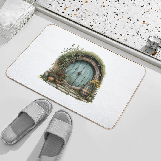 Halfling Round Door in Watercolor - Fantasy  Toxin-Free Bath Mat