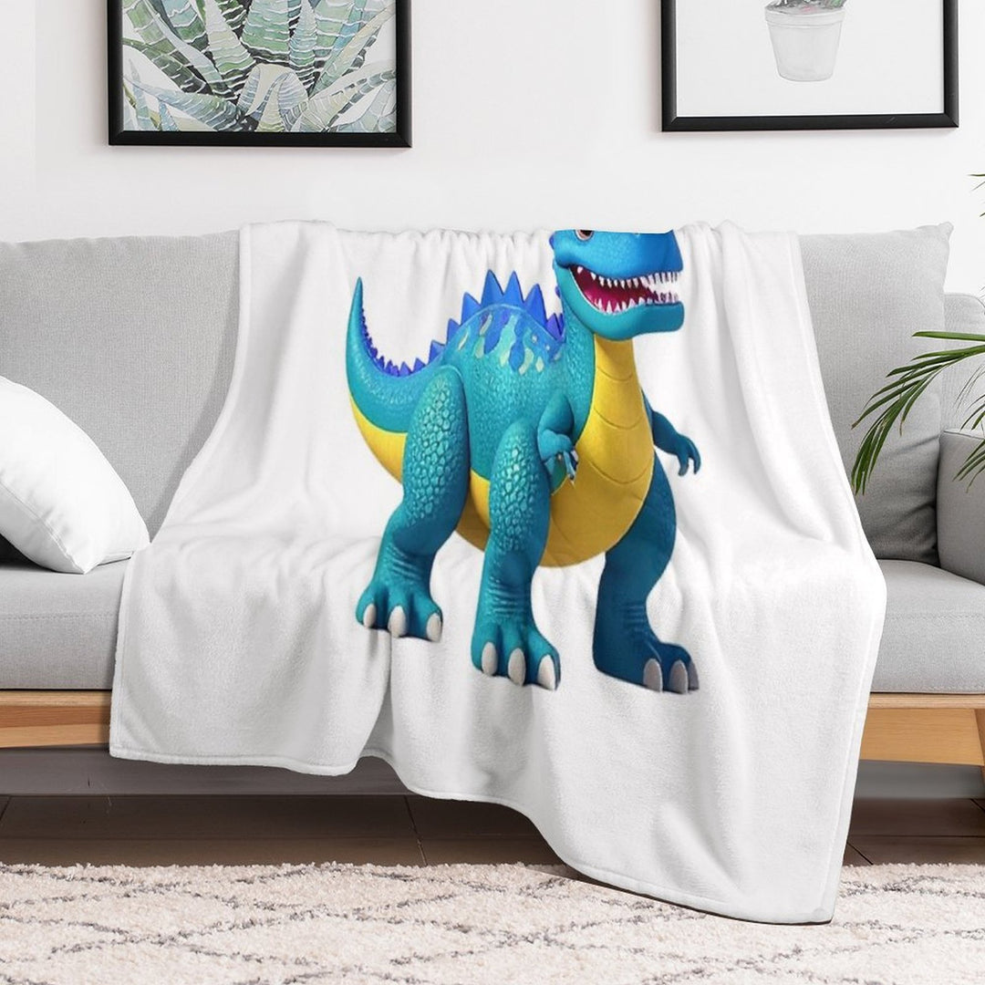Smiling Dinosaur Cartoon Character Sustainable Throw Blanket