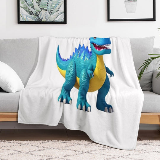 Smiling Dinosaur Cartoon Character Sustainable Throw Blanket