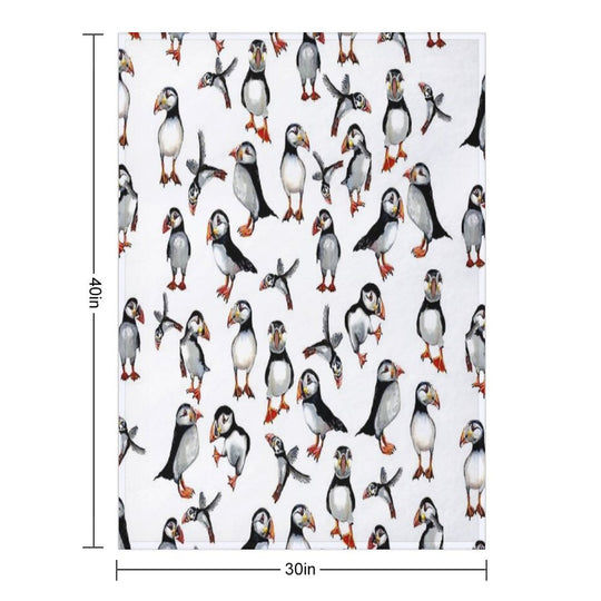 Puffins Pattern Easy Care Throw Blanket