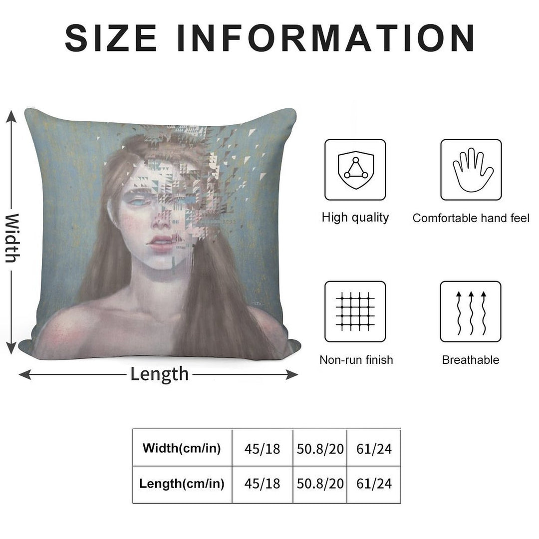 Glitch Soft Short Plush Fabric Throw Pillow