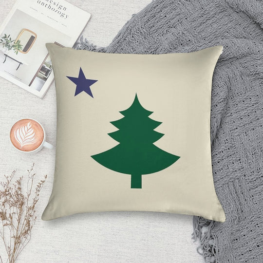 Old Original 1901 Maine State Flag with Pine Tree And Star Soft Short Plush Fabric Throw Pillow