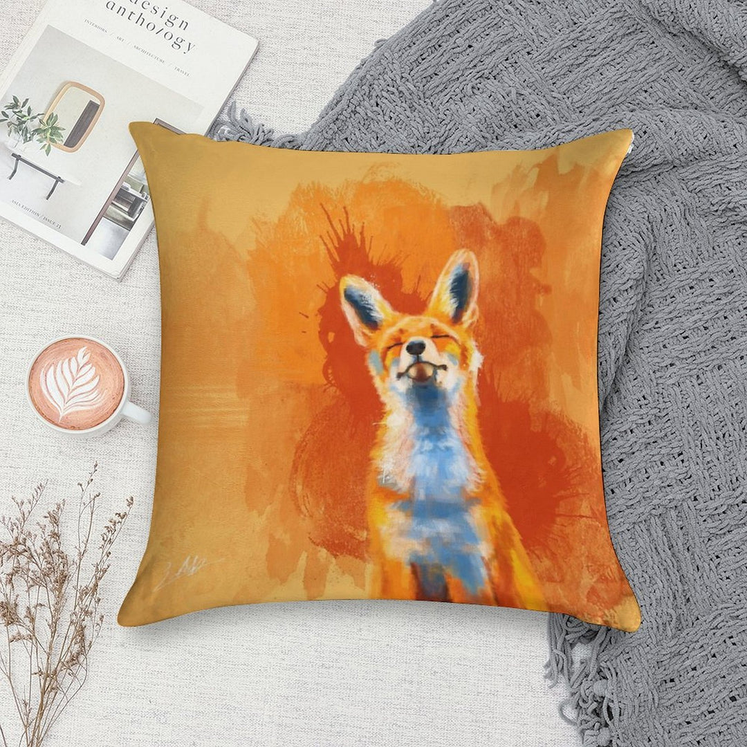Happy Fox - Fox Illustration, Animal Art, Happiness Soft Washable Throw Pillow