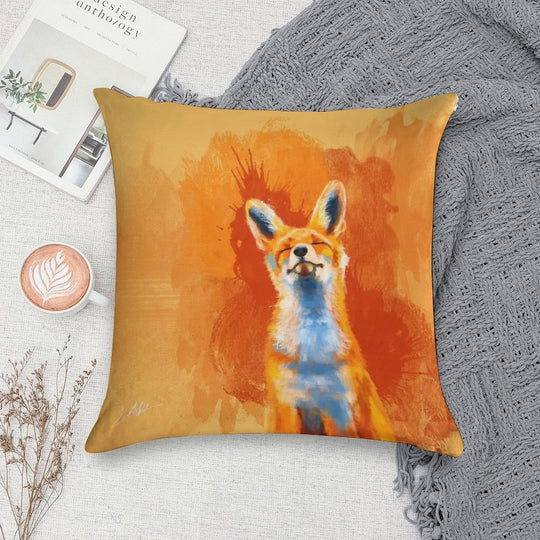 Happy Fox - Fox Illustration, Animal Art, Happiness Soft Washable Throw Pillow