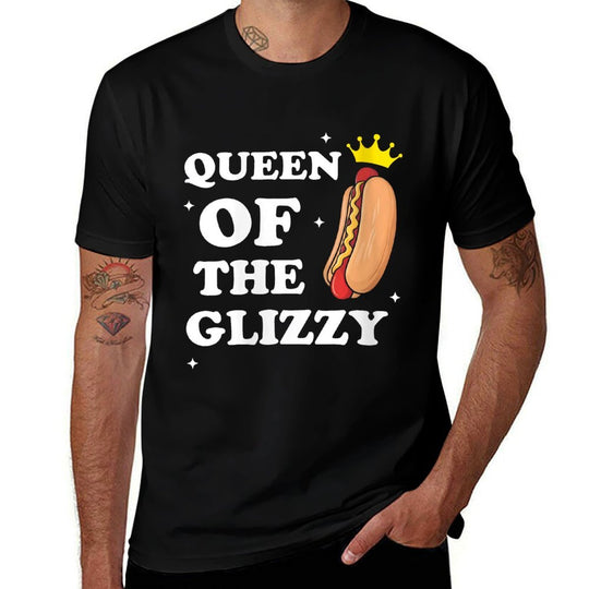 Womens Queen of The Glizzy Funny Glizzy Gobbler Meme Hot Dog Lover  Relaxed-fit T-Shirt