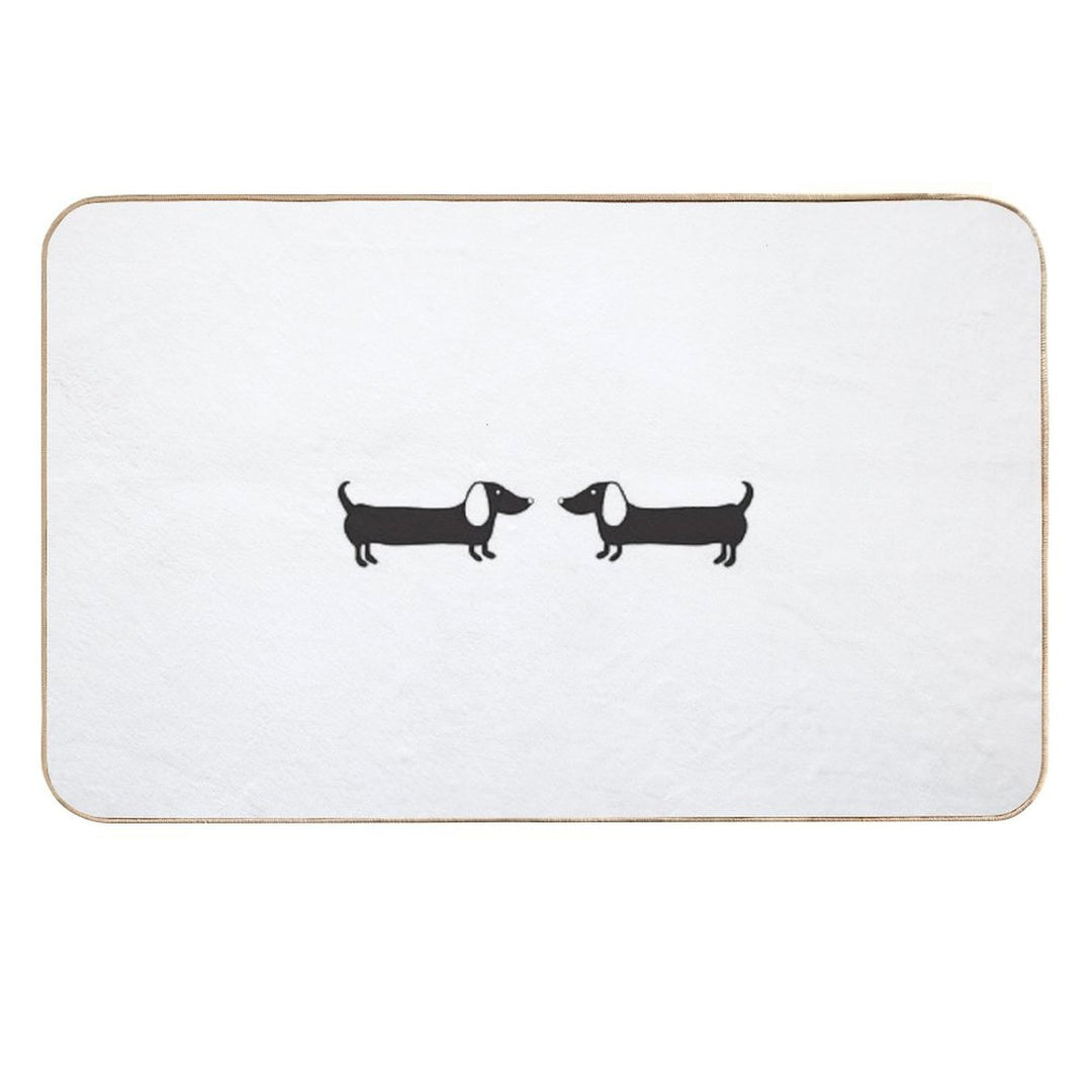 Couple of Dachshund Illustration in Black Durable Bath Mat