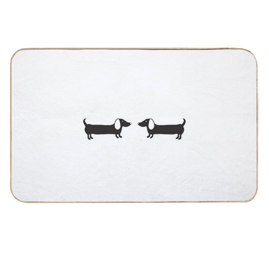 Couple of Dachshund Illustration in Black Durable Bath Mat