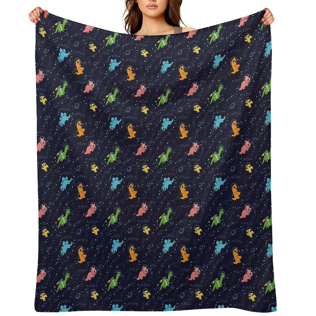 Dinosaurs In Space Pattern Gift-ready Throw Blanket