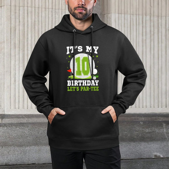Lets Par-Tee Its My 10th Birthday Golf Lover 10 Year Old Customizable Surface Hoodie