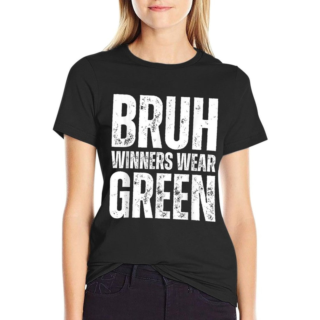 Winners Wear Green Team Spirit Week Game Color Sports Day  Heathered Texture T-Shirt