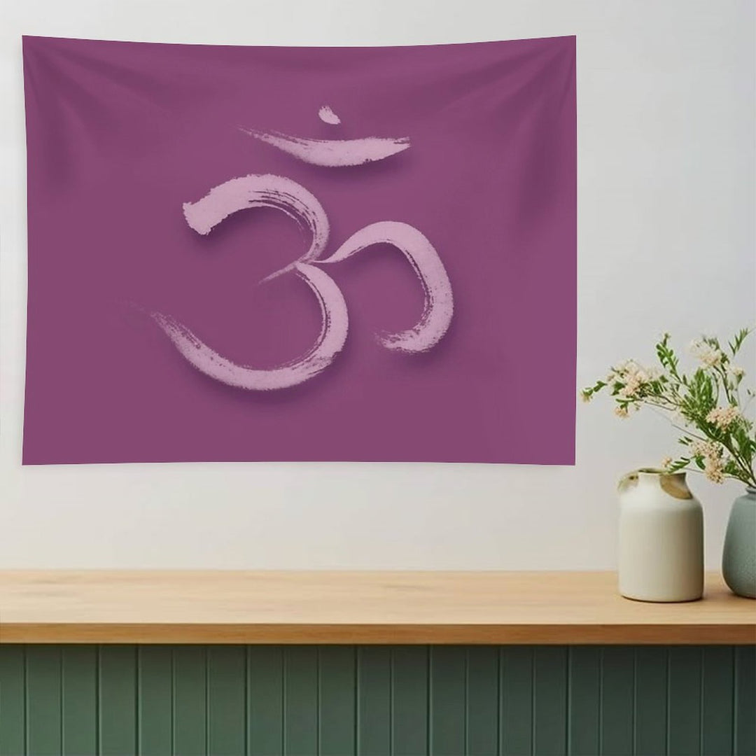 Sanskrit Om Or Aum Sacred Symbol of The Crown Chakra in Yoga Artistic Design in Purple Colors Art Print Tapestry