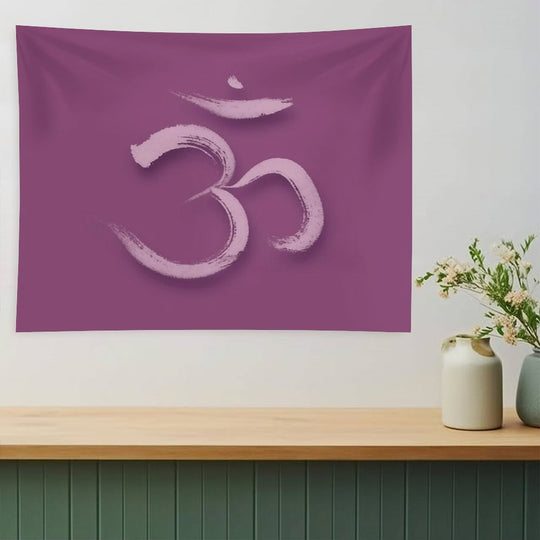 Sanskrit Om Or Aum Sacred Symbol of The Crown Chakra in Yoga Artistic Design in Purple Colors Art Print Tapestry