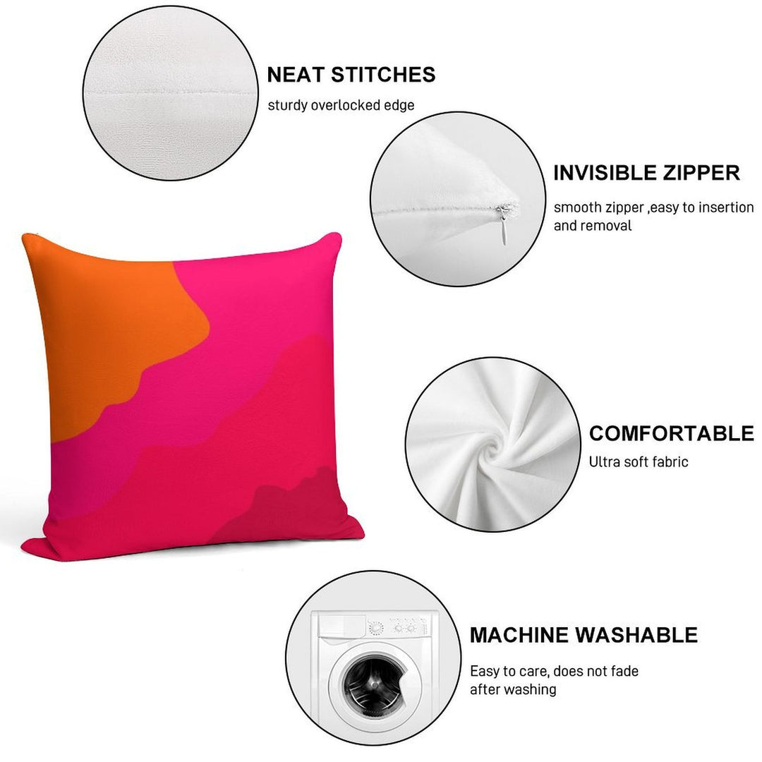Hot Pink to Orange Soft Skin-Friendly Throw Pillow